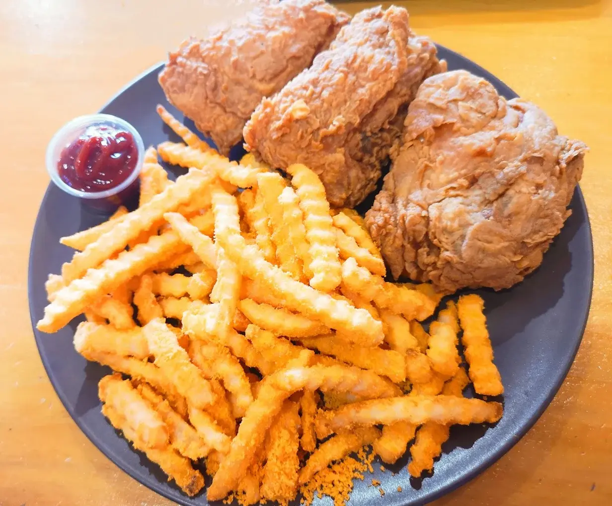 Yum Yum Chicken - Crispy Korean fried chicken with sweet chili sauce at Yum Yum BBQ Chicken NE Calgary